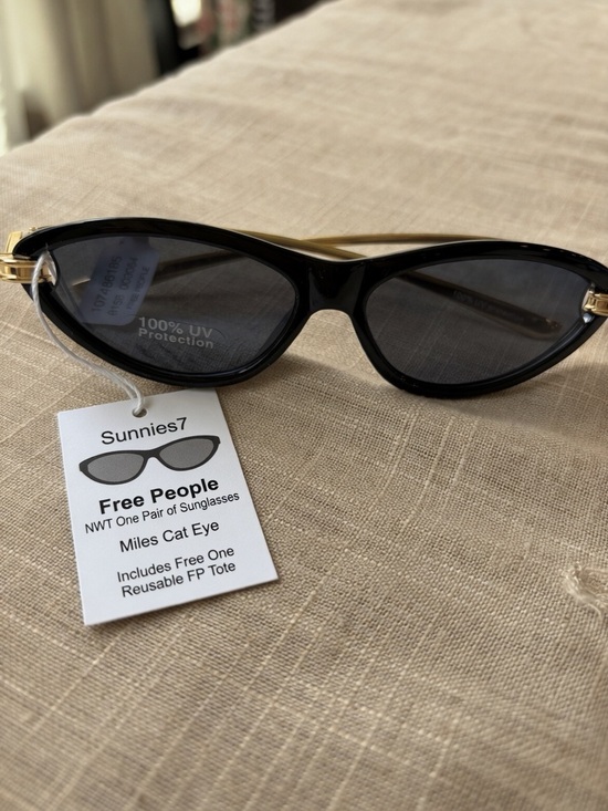 Sunnies7,  NWT Free People One Pair of Black Cat Eye Sunglasses ? with Gold Arms